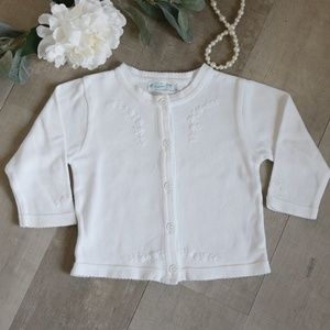 Girls White Cardigan White Embroidery Feltman Brothers 18 Months RARE